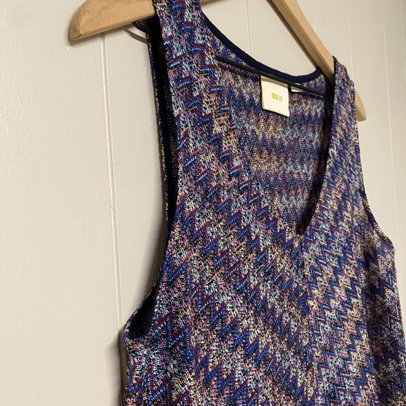 Anthropologie Brand Maeve Westwater Chevron Knit Drop Waist Dress, Purple, Med. - Picture 5 of 10